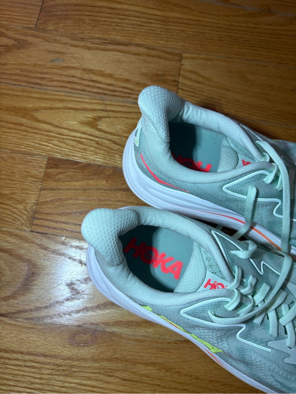 Hoka Women's Mint/Neon Accent Running Shoes - Picture 6 of 8